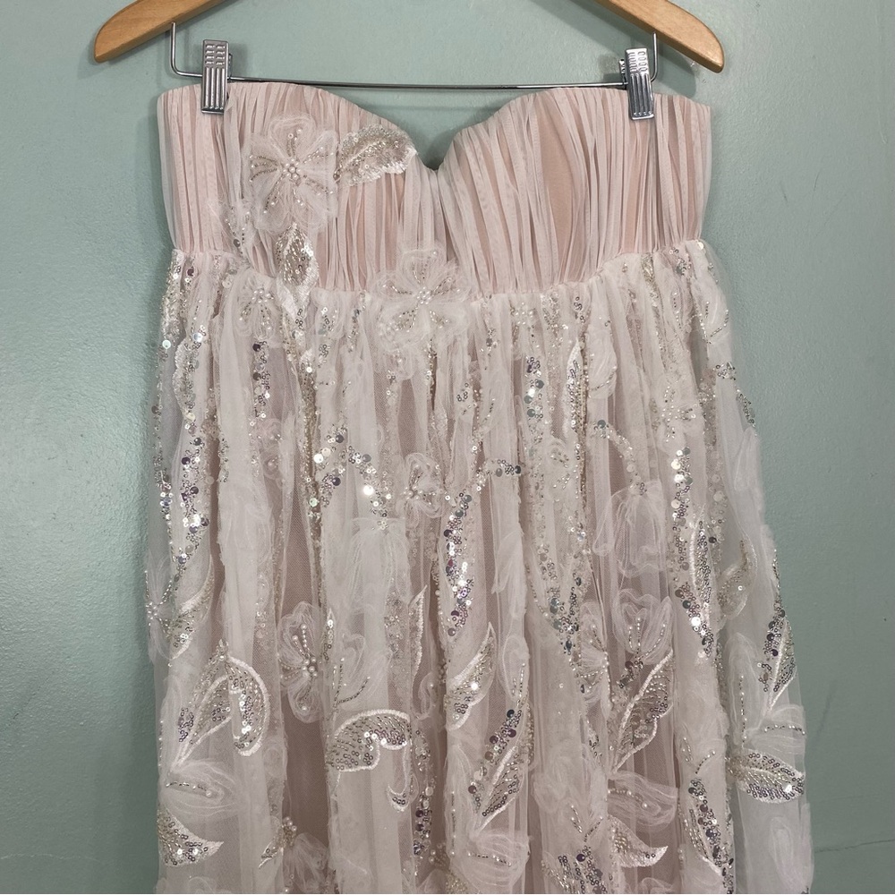 Helsi Beatrice Strapless Maxi Dress White Embellished Sequin Beaded Bridal Small - Picture 4 of 9